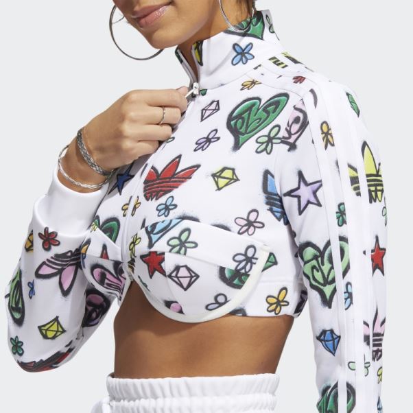 Adidas Jeremy Scott Crop Top à Monogramme Blanc