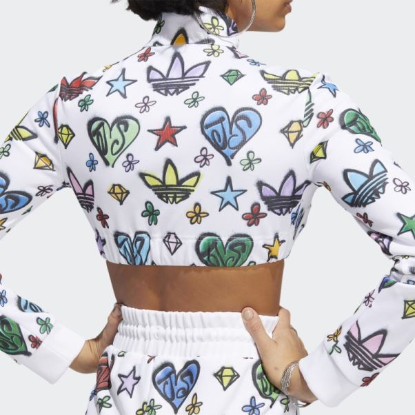 Adidas Jeremy Scott Crop Top à Monogramme Blanc