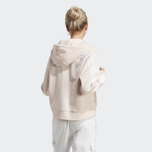 Adidas Future Icons Sweat à Capuche Zippé à 3 Bandes Quartz