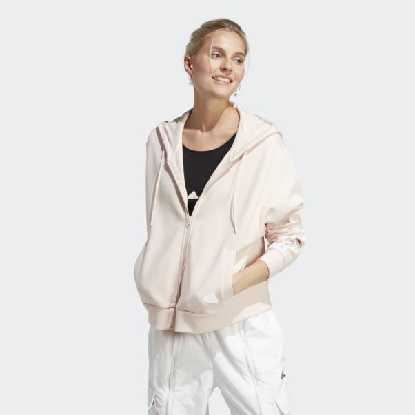 Adidas Future Icons Sweat à Capuche Zippé à 3 Bandes Quartz