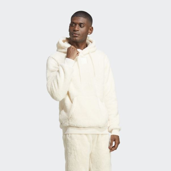 Sweat à Capuche Essentials+ Fluffy Fleece Blanc Adidas