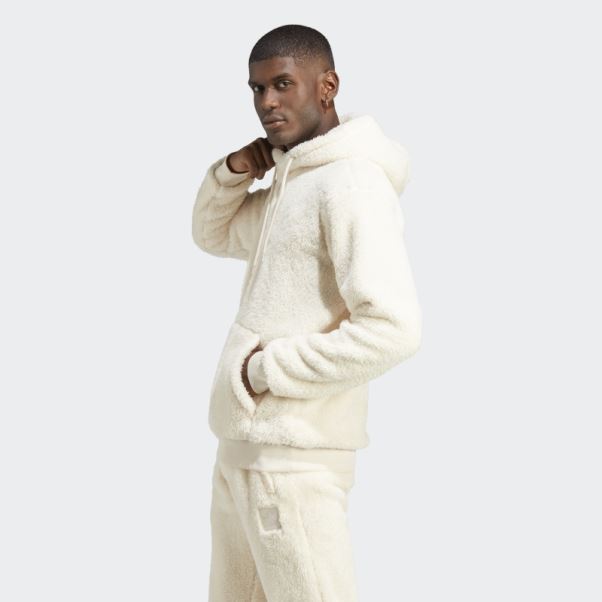 Sweat à Capuche Essentials+ Fluffy Fleece Blanc Adidas