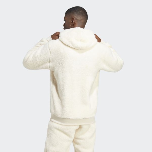 Sweat à Capuche Essentials+ Fluffy Fleece Blanc Adidas