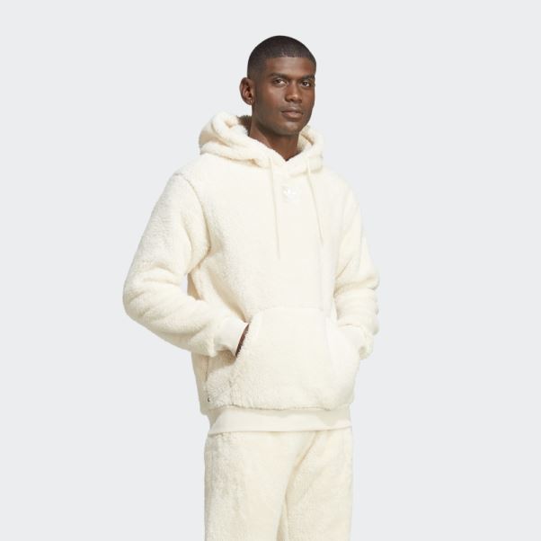 Sweat à Capuche Essentials+ Fluffy Fleece Blanc Adidas