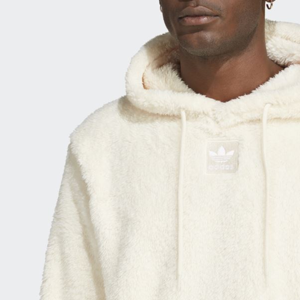 Sweat à Capuche Essentials+ Fluffy Fleece Blanc Adidas