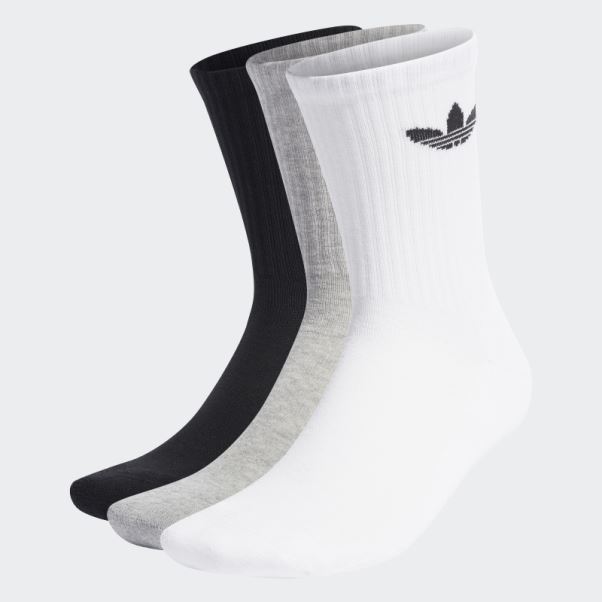 Chaussettes Mi-hautes Adidas Trèfle Coussinées Noires 3 Paires