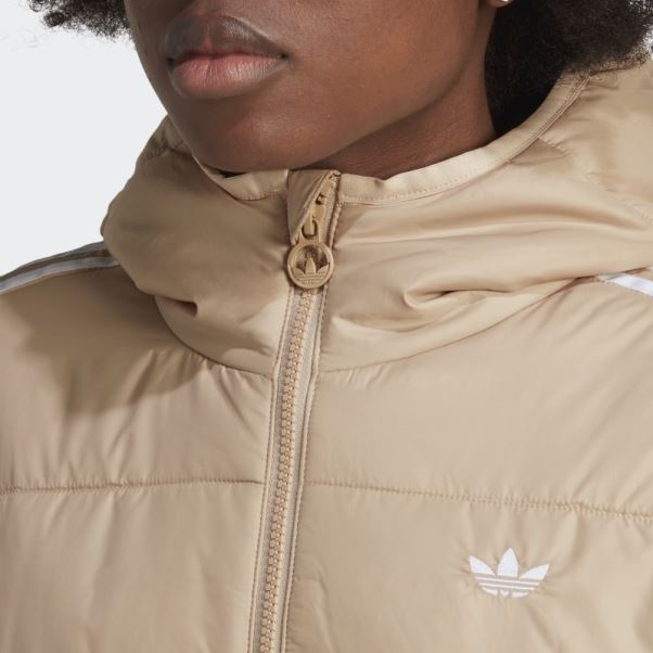 Adidas Veste Longue Slim à Capuche Premium Beige