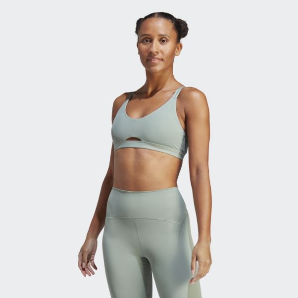 Soutien-gorge à Maintien Léger Adidas Yoga Studio Luxe Vert Argent