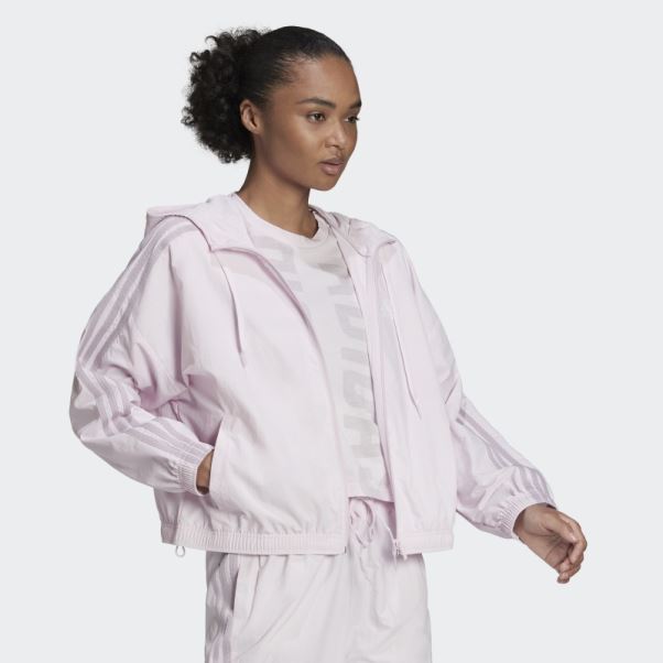 Coupe-vent Ample Adidas Essentials Rose à Logo Répété