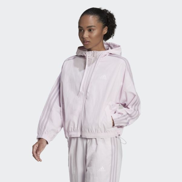 Coupe-vent Ample Adidas Essentials Rose à Logo Répété