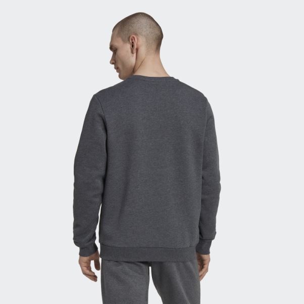 Sweat Adidas Essentials Gros Logo Gris Foncé Chiné