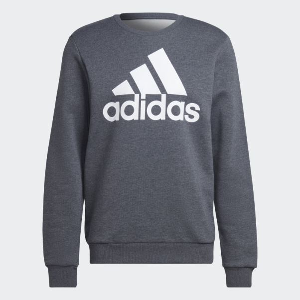 Sweat Adidas Essentials Gros Logo Gris Foncé Chiné
