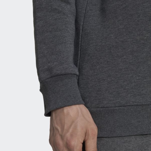 Sweat Adidas Essentials Gros Logo Gris Foncé Chiné