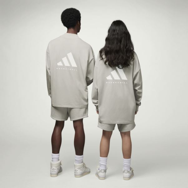 T-shirt à Manches Longues Adidas Basketball Gris Métallisé