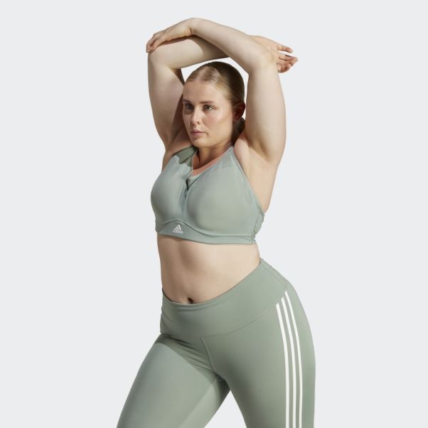 Soutien-gorge à Maintien élevé Adidas Tlrd Impact Training Vert Argent (taille Plus) Chaud