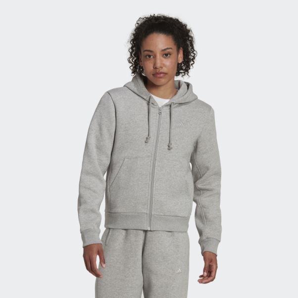 Adidas All Szn Fleece Full-zip Hoodie Gris Moyen