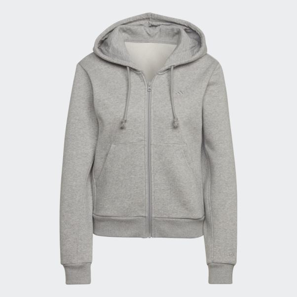 Adidas All Szn Fleece Full-zip Hoodie Gris Moyen
