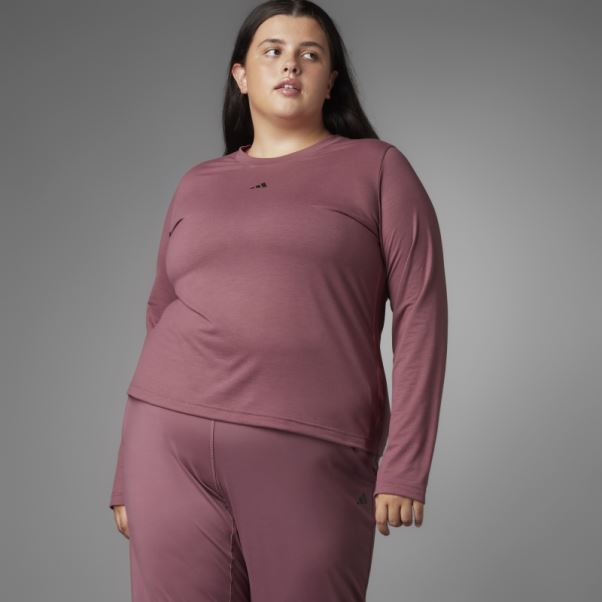 Authentique Balance Yoga T-shirt à Manches Longues (taille Plus) Adidas Bordeaux