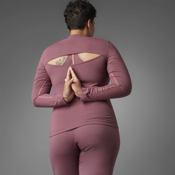 Authentique Balance Yoga T-shirt à Manches Longues (taille Plus) Adidas Bordeaux
