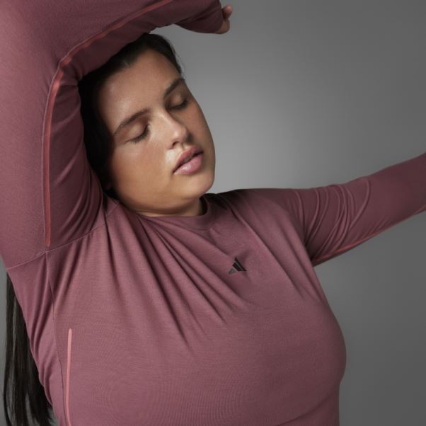 Authentique Balance Yoga T-shirt à Manches Longues (taille Plus) Adidas Bordeaux