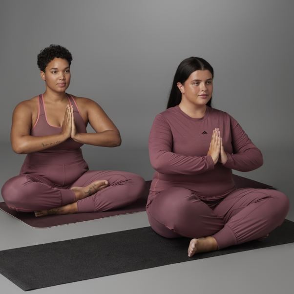 Authentique Balance Yoga T-shirt à Manches Longues (taille Plus) Adidas Bordeaux