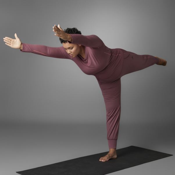 Authentique Balance Yoga T-shirt à Manches Longues (taille Plus) Adidas Bordeaux