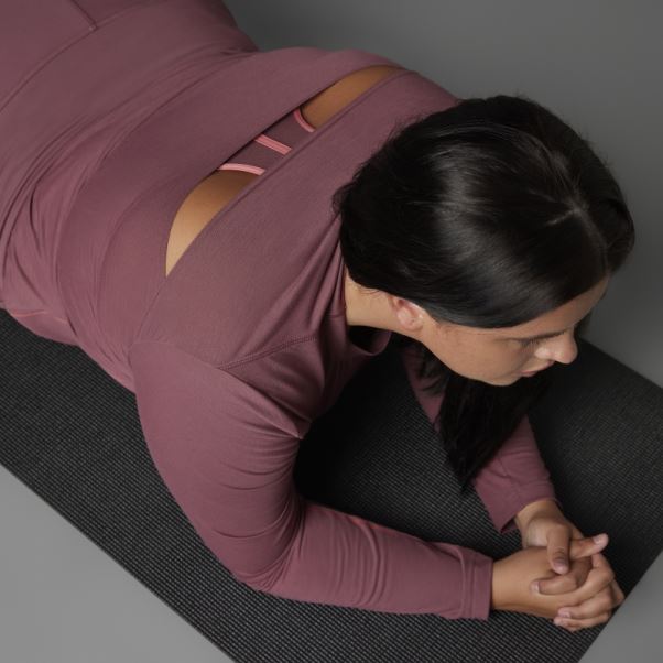 Authentique Balance Yoga T-shirt à Manches Longues (taille Plus) Adidas Bordeaux