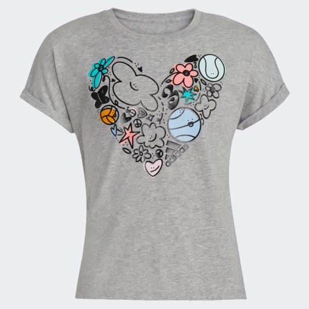Adidas Tee-shirt Dolman Chiné Gris Moyen (taille Allongée)
