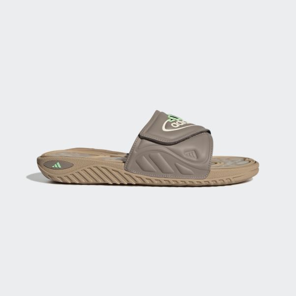 Claquettes Adidas Reptossage Marron Crayeux
