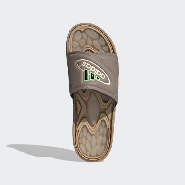Claquettes Adidas Reptossage Marron Crayeux