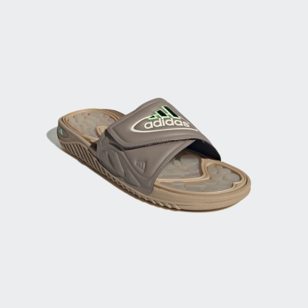 Claquettes Adidas Reptossage Marron Crayeux
