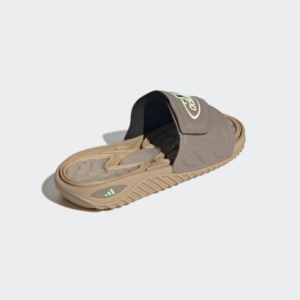 Claquettes Adidas Reptossage Marron Crayeux