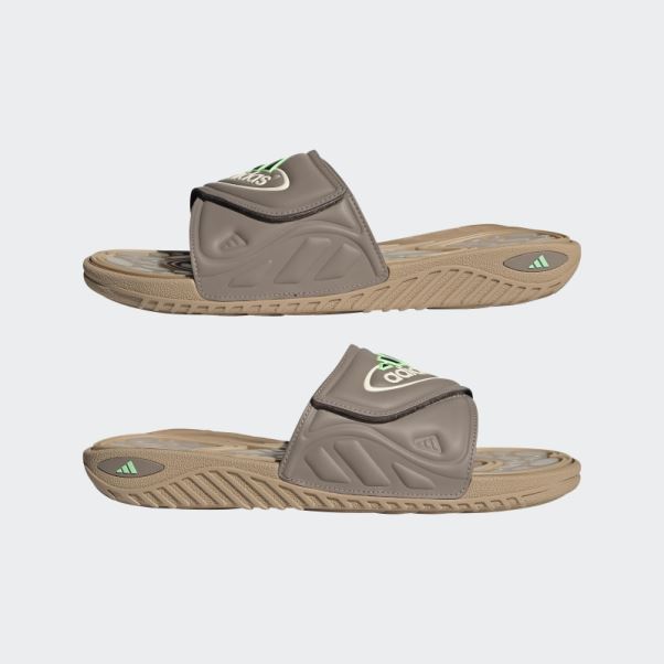 Claquettes Adidas Reptossage Marron Crayeux