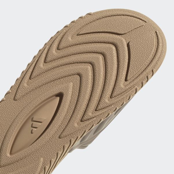 Claquettes Adidas Reptossage Marron Crayeux