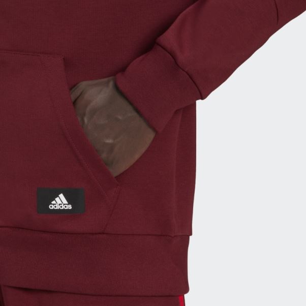 Sweat à Capuche Zippé à 3 Bandes Future Icons Rouge Adidas