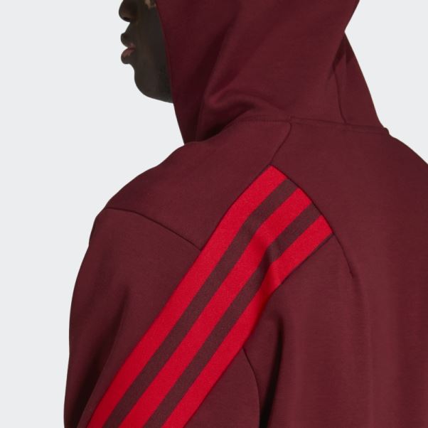 Sweat à Capuche Zippé à 3 Bandes Future Icons Rouge Adidas