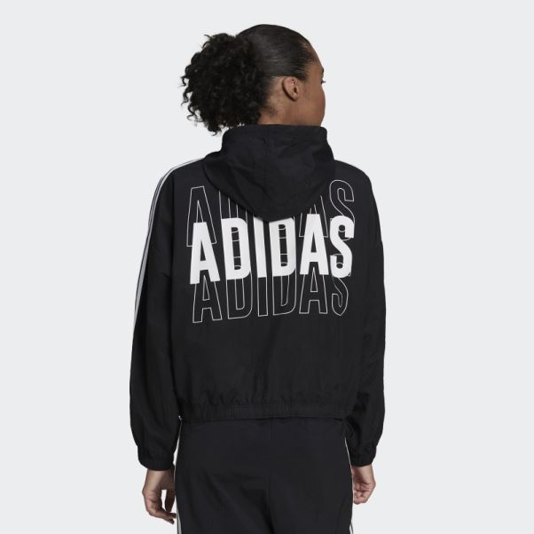 Coupe-vent Coupe Ample Logo Essentials Repeat Adidas Noir