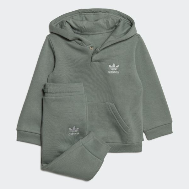 Ensemble Sweat à Capuche Adicolor Argent Vert Adidas