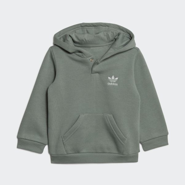 Ensemble Sweat à Capuche Adicolor Argent Vert Adidas