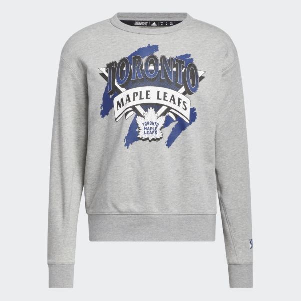 Sweat Ras Du Cou Vintage Maple Leafs Gris Moyen Adidas