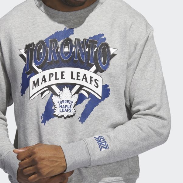 Sweat Ras Du Cou Vintage Maple Leafs Gris Moyen Adidas