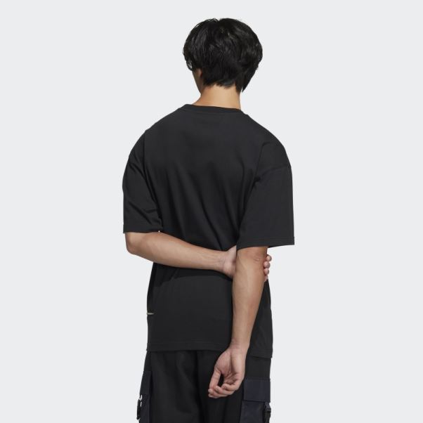 Adidas T-shirt Zippé Noir à Manches Courtes