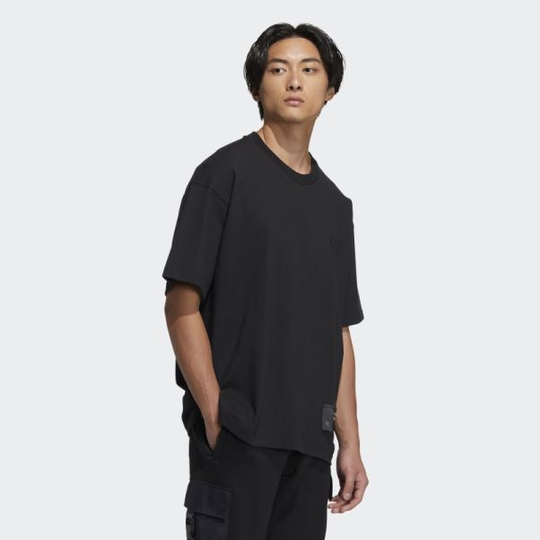 Adidas T-shirt Zippé Noir à Manches Courtes