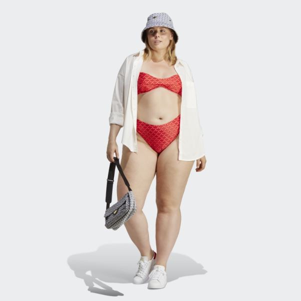 Bas De Bikini à Monogramme Adidas Originals écarlate (grande Taille)
