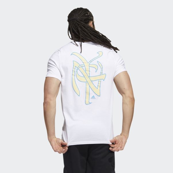 T-shirt Graphique New York City Script Blanc à Manches Courtes Adidas