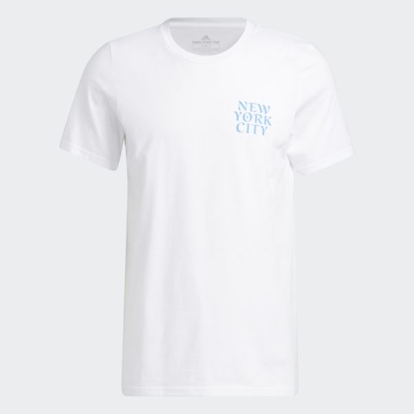 T-shirt Graphique New York City Script Blanc à Manches Courtes Adidas