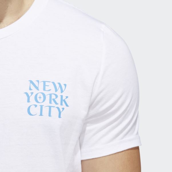 T-shirt Graphique New York City Script Blanc à Manches Courtes Adidas