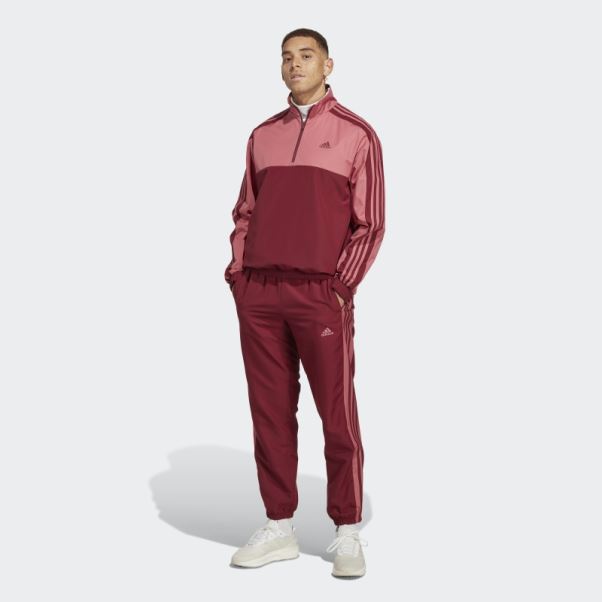 Survêtement Tissé Adidas 1/4 Zip Rouge