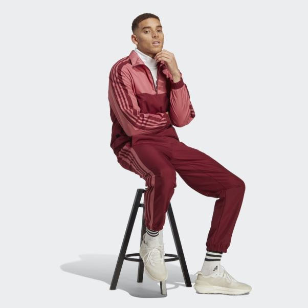 Survêtement Tissé Adidas 1/4 Zip Rouge