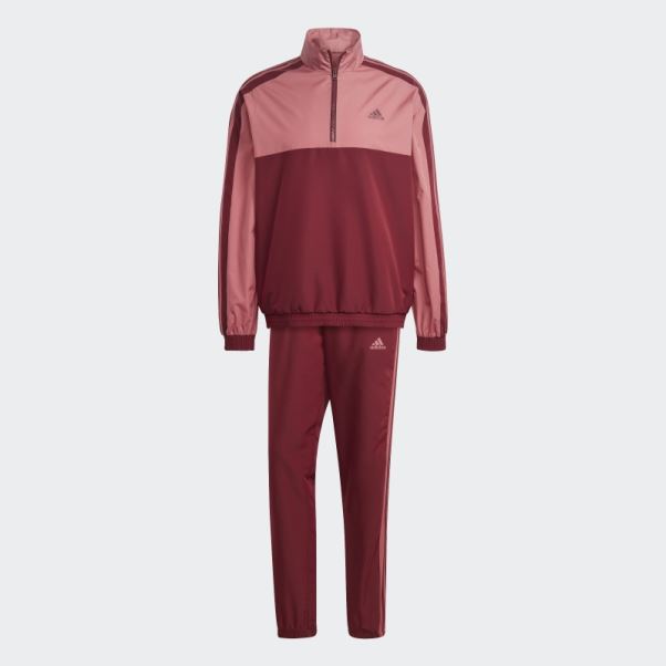 Survêtement Tissé Adidas 1/4 Zip Rouge